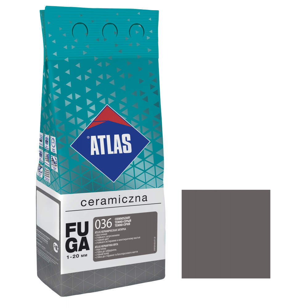 Фуга ATLAS CERAMICZNA (1-20мм) 036 темно-серый 2кг