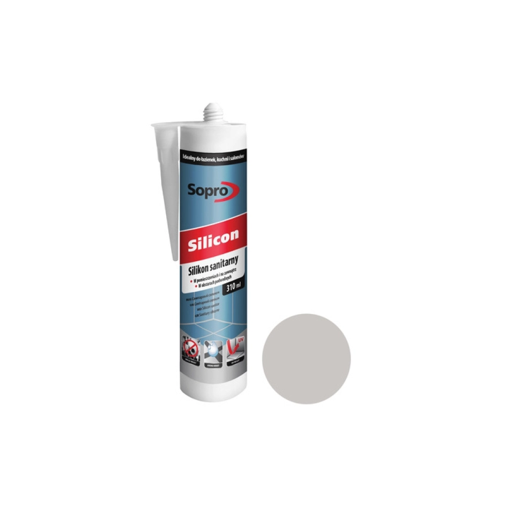 Герметик силиконовый санитарный SOPRO серебристо-серый 17  310ml